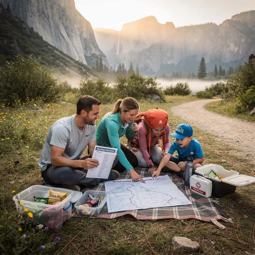 Группа туристов, наслаждающихся пешей прогулкой по тропинке среди цветущих лугов.