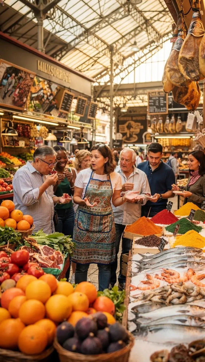 Grupo recorriendo un pueblo histórico mientras descubren la gastronomía y cultura regional.